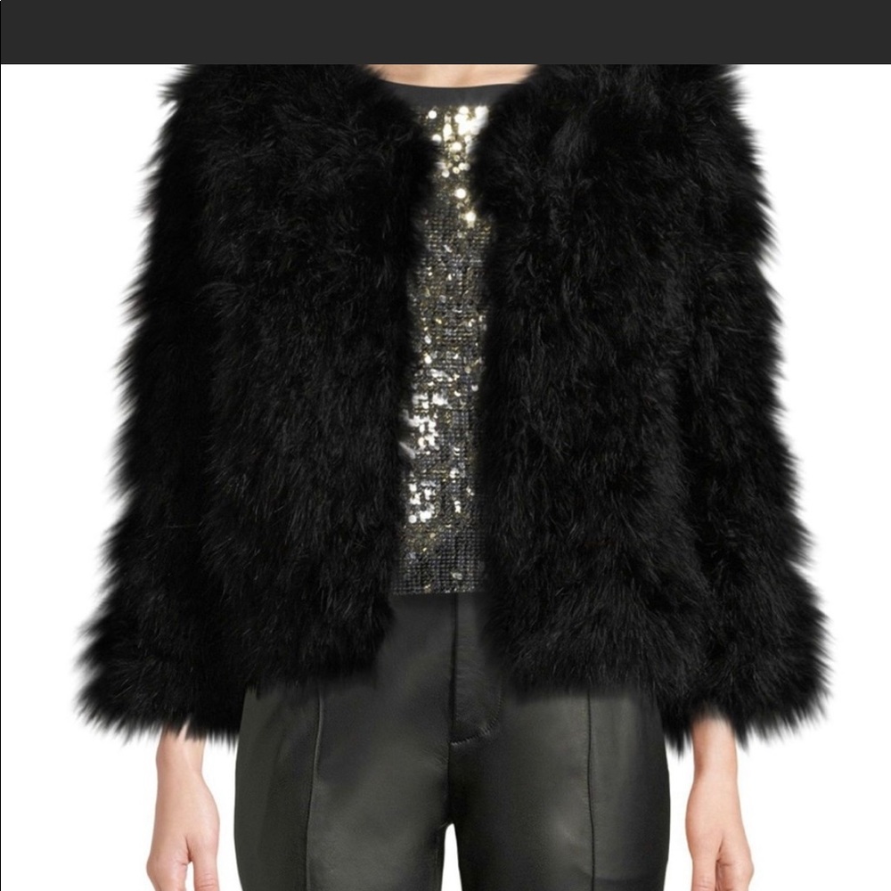 black feather statement coat